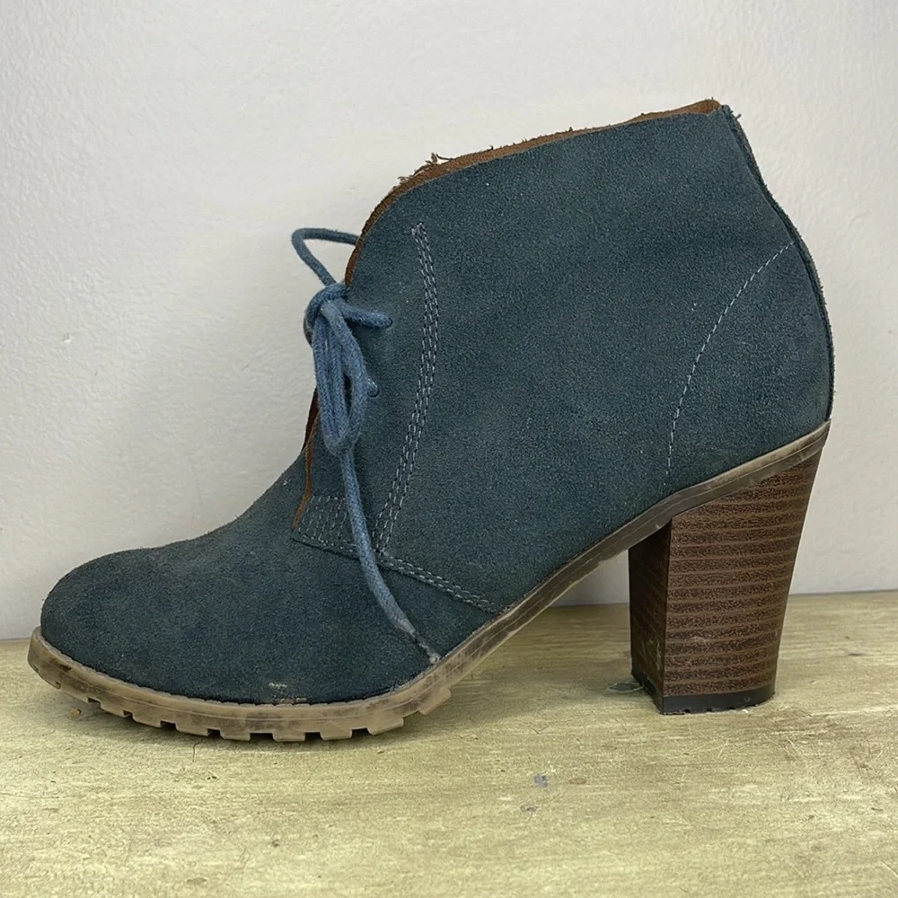 Ruff Hewn Cypress Leather Bootie With Stacked Heel Womens Size 8